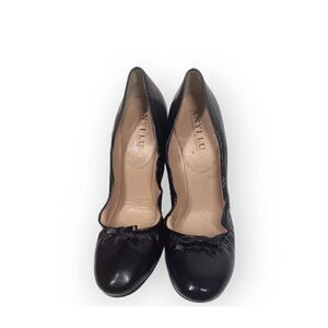 ANYI LU black Patent Leather Snakeskin heel pumps sz 41.5 handmade Made in Italy